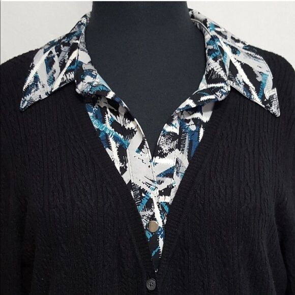 Alfani Silky Stretch Knit Collar Blouse Large - Picture 3 of 8